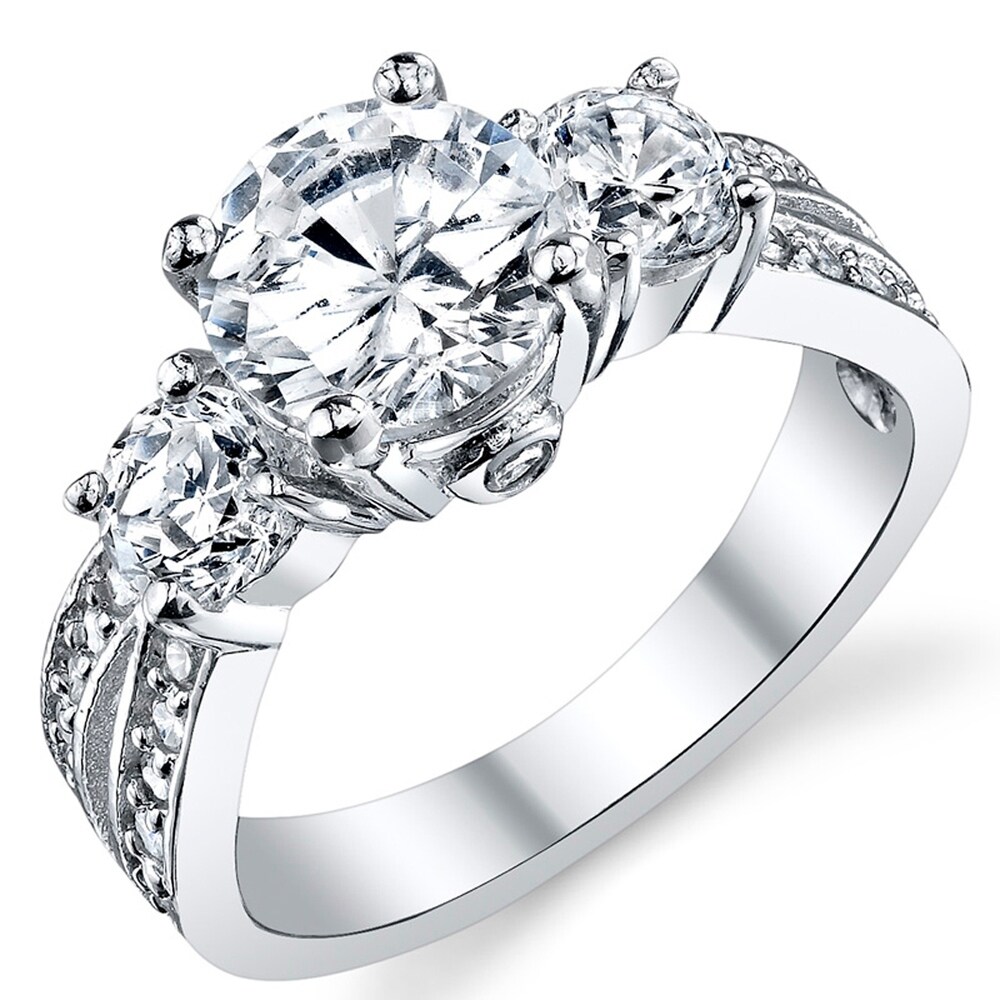 youeneom Women Stainless Steel Bridal Rings Diamond Wedding Rings Jewelry Size 6-10 Engagement Rings Evening Party Sliver Rings for Birthday Gifts
